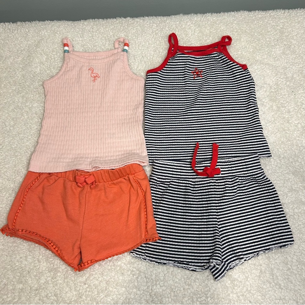 ☀️Bundle of Carter’s Baby Girl Casual Summer Outfits 12 Months 4 Piece Lot